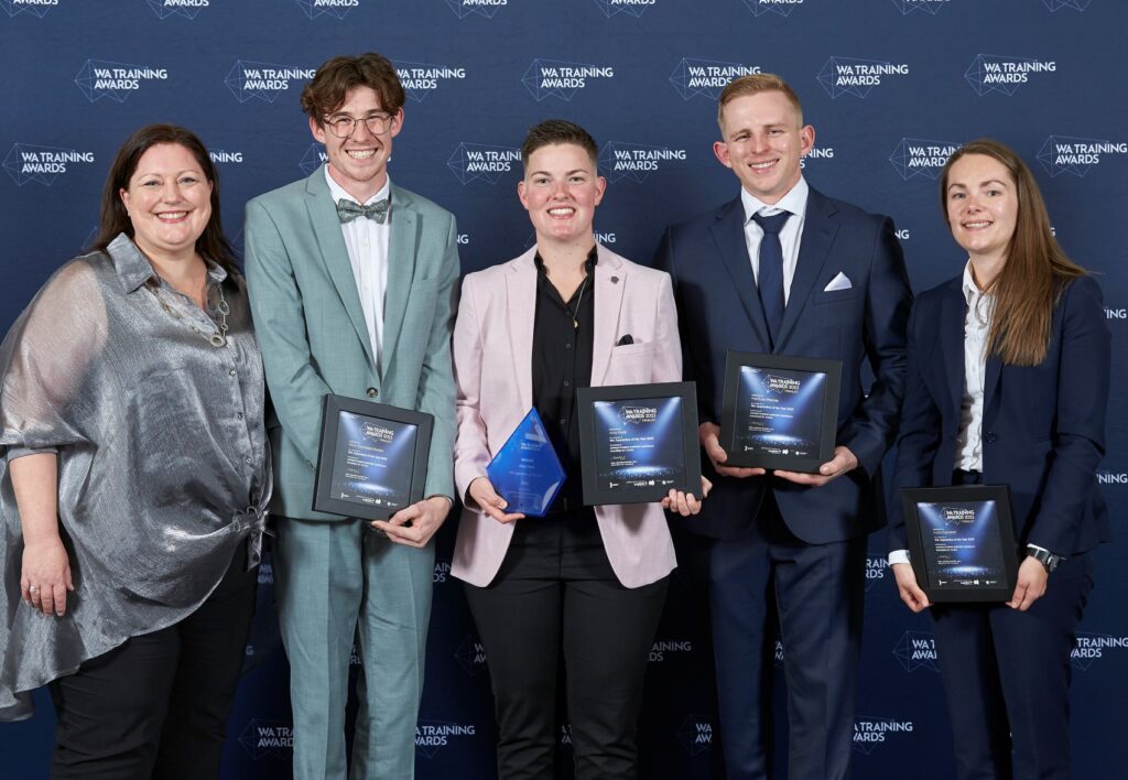 Apprentice of the Year Amy Hunt (middle) along with other WA Training Awards recipients. 